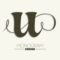 Unique letter U calligraphic monogram for personal and product branding