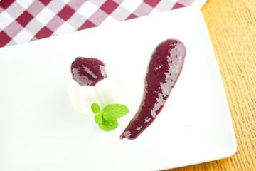 Pudding on a restaurant table