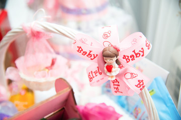 Baby girl decoration. Candy boxes.