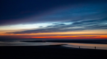 Sonnenuntergang am Strand Borkum, Reisen Insel Nordsee Wattenmeer Deutschland