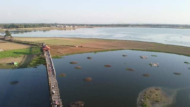 MANDALAY/MYANMAR(BURMA) - 04th Dec, 2019 : U BEIN BRIDGE is one of the famous teakwood bridge in the world. Located in Mandalay, Myanmar.