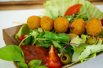 Salad on a restaurant table