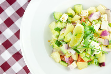Salad on a restaurant table