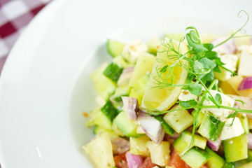 Salad on a restaurant table