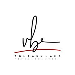 VB signature initials. Handwritten logo vector template with red underline. Hand drawn Calligraphy lettering Vector illustration.
