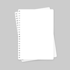 Notepads with empty lined and checkered paper. Set of notebooks sheets. Vector illustration