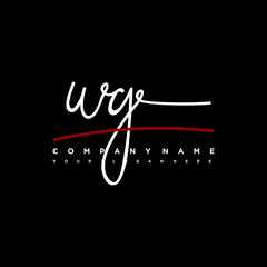 WG signature initials. Handwritten logo vector template with red underline. Hand drawn Calligraphy lettering Vector illustration.