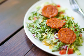 Salad on a restaurant table