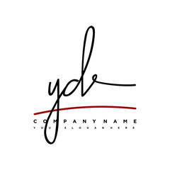 YD initials signature logo. Handwritten vector logo template connected to a circle. Hand drawn Calligraphy lettering Vector illustration.