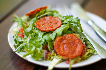 Salad on a restaurant table
