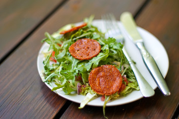 Salad on a restaurant table