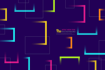 Abstract colorful line of square design tech background. illustration vector eps10