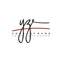 YZ initials signature logo. Handwritten vector logo template connected to a circle. Hand drawn Calligraphy lettering Vector illustration.