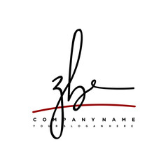 ZB initials signature logo. Handwritten vector logo template connected to a circle. Hand drawn Calligraphy lettering Vector illustration.