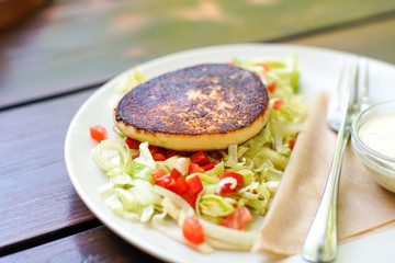 Salad on a restaurant table