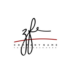 ZF initials signature logo. Handwritten vector logo template connected to a circle. Hand drawn Calligraphy lettering Vector illustration.