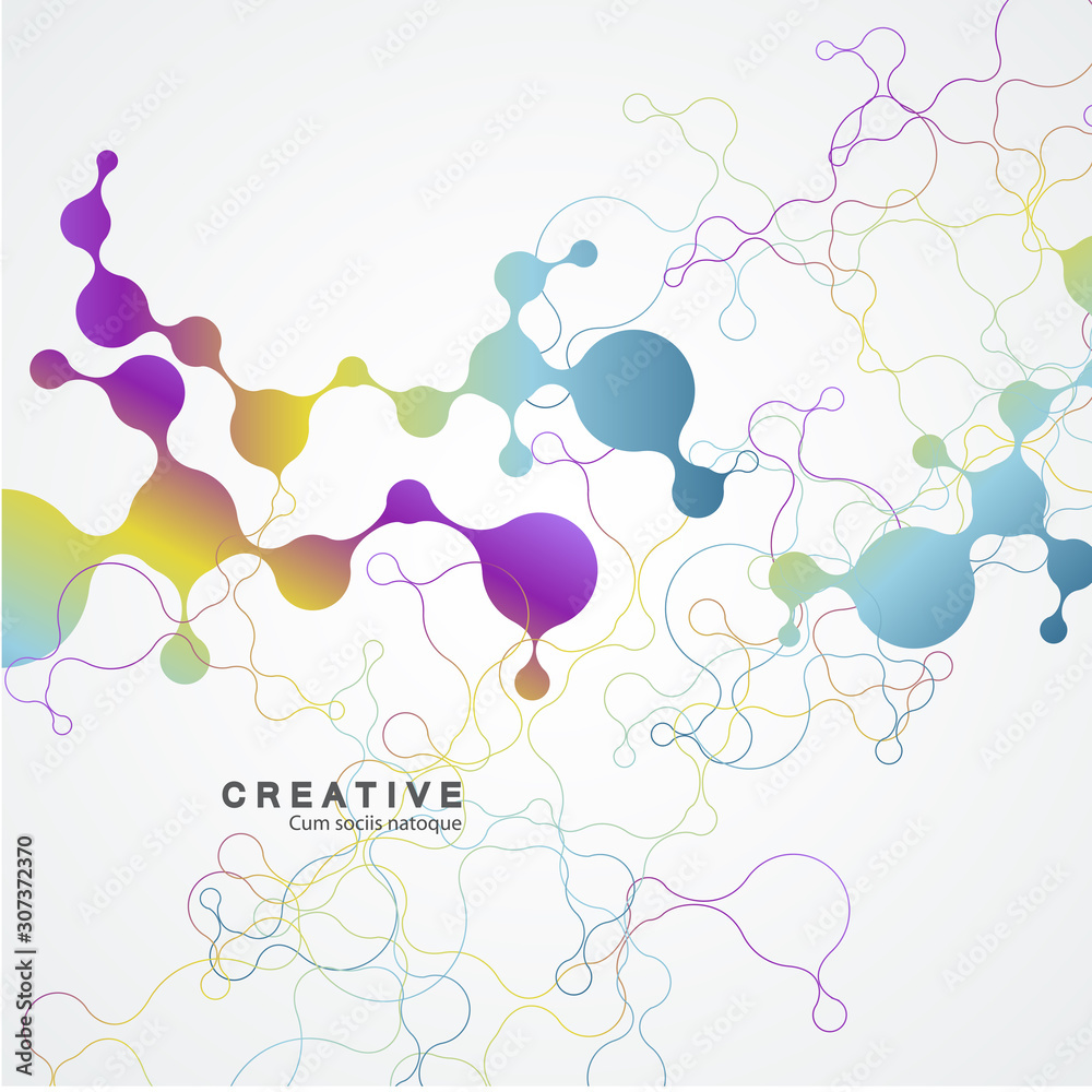 Poster connected lines and dots. vector technology concept background
