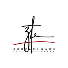 ZT initials signature logo. Handwritten vector logo template connected to a circle. Hand drawn Calligraphy lettering Vector illustration.
