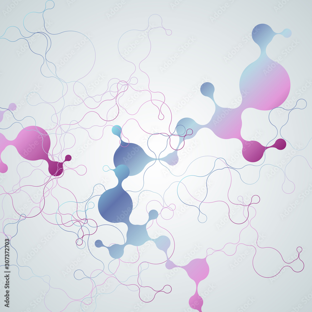 Poster Abstract polygonal digital concept background with connected dots and lines