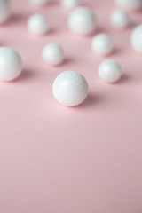 Abstract with foam bubbles on rose minimalistic surreal concept.