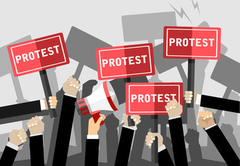 Crowd of people protesters. Flat vector illustration.Crowd of people protesters. Flat vector illustration.