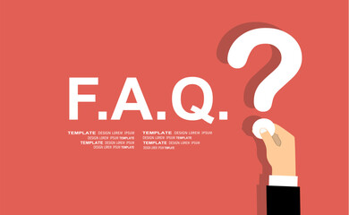 Human hand holding question mark, FAQ in flat design style, vector illustration - obrazy, fototapety, plakaty
