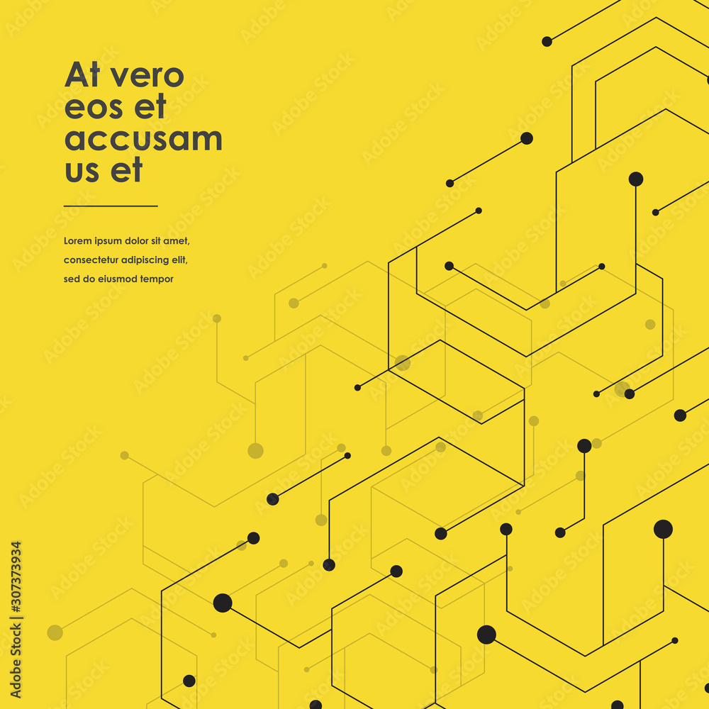 Poster Science network pattern, connecting lines and dots on simple background