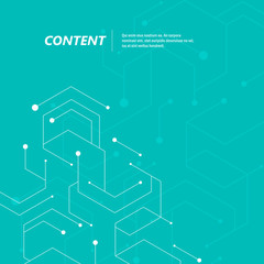 Abstract hexagon connect pattern on green background