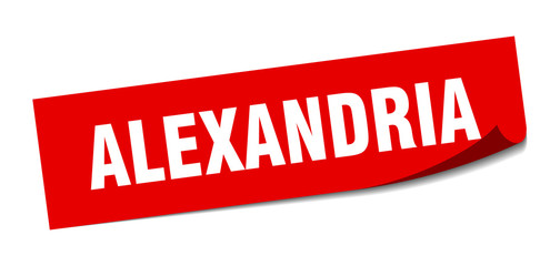 Alexandria sticker. Alexandria red square peeler sign