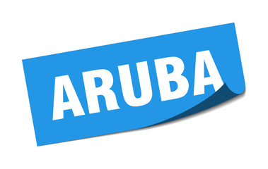 Aruba sticker. Aruba blue square peeler sign