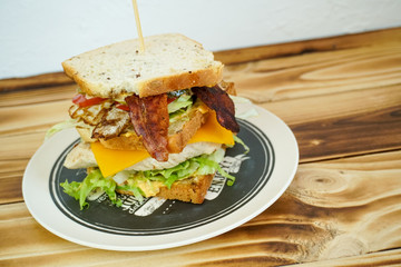 Sandwich on a restaurant table
