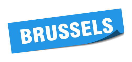 Brussels sticker. Brussels blue square peeler sign