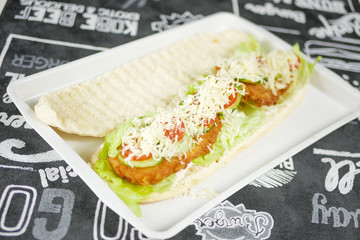 Sandwich on a restaurant table
