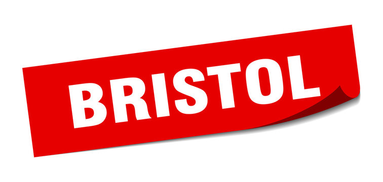 Bristol sticker. Bristol red square peeler sign