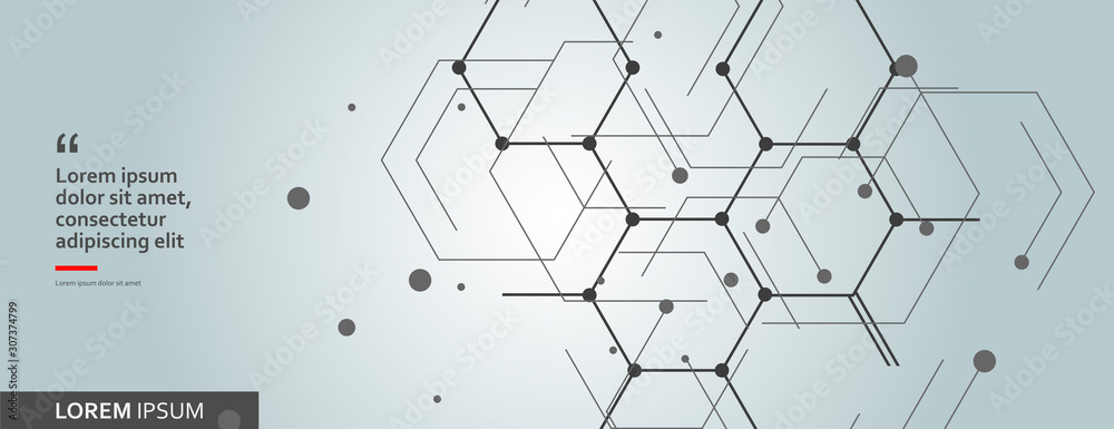 Poster Vector network hexagon and connected cells background