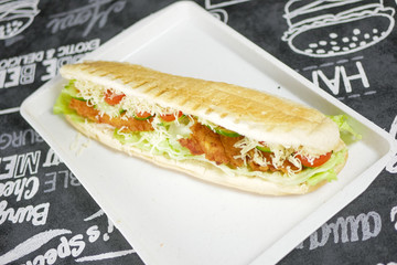 Sandwich on a restaurant table