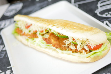 Sandwich on a restaurant table