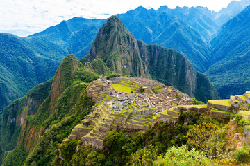 View of the ancient city of Machu Picchu, Peru.
