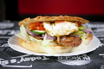 Sandwich on a restaurant table