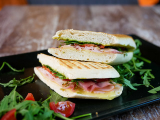Sandwich on a restaurant table