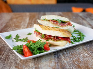 Sandwich on a restaurant table