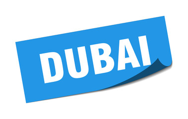 Dubai sticker. Dubai blue square peeler sign