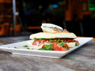Sandwich on a restaurant table