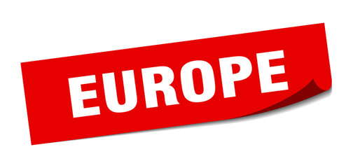 europe sticker. europe red square peeler sign