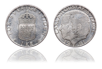 Coin 1 crown. Carl XVI Gustav. Sweden. 1991