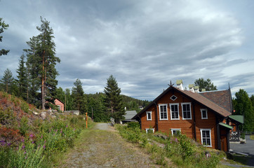 Fototapeta na wymiar Vintage wooden historical buildings in Norway