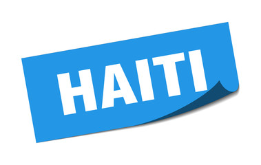 Haiti sticker. Haiti blue square peeler sign