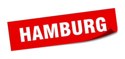 Hamburg sticker. Hamburg red square peeler sign