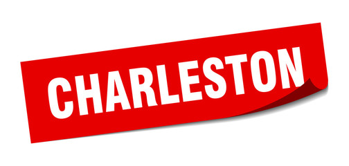 Charleston sticker. Charleston red square peeler sign