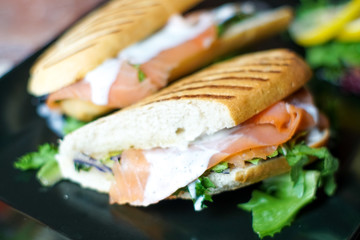 Sandwich on a restaurant table